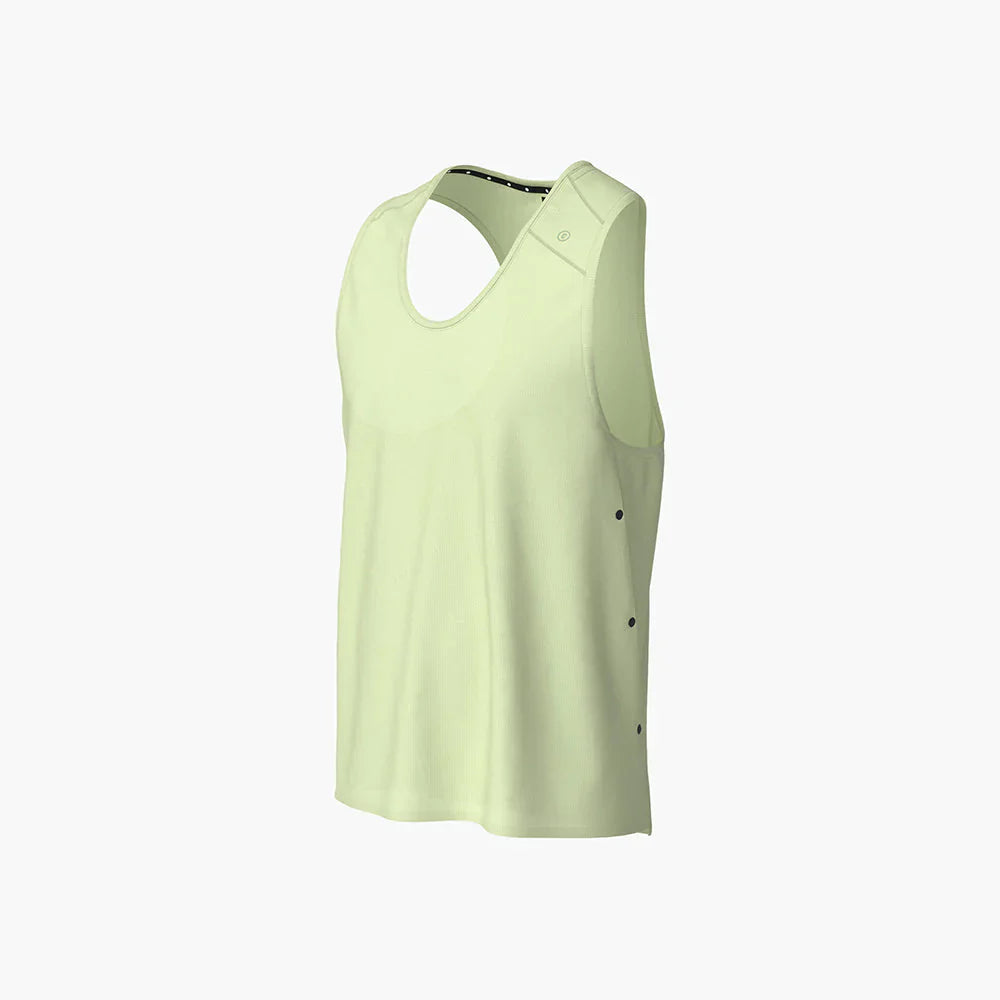 Lightweight FSTSinglet - Voya with cooling and reflective features, side vents, and flatlock stitching for running.