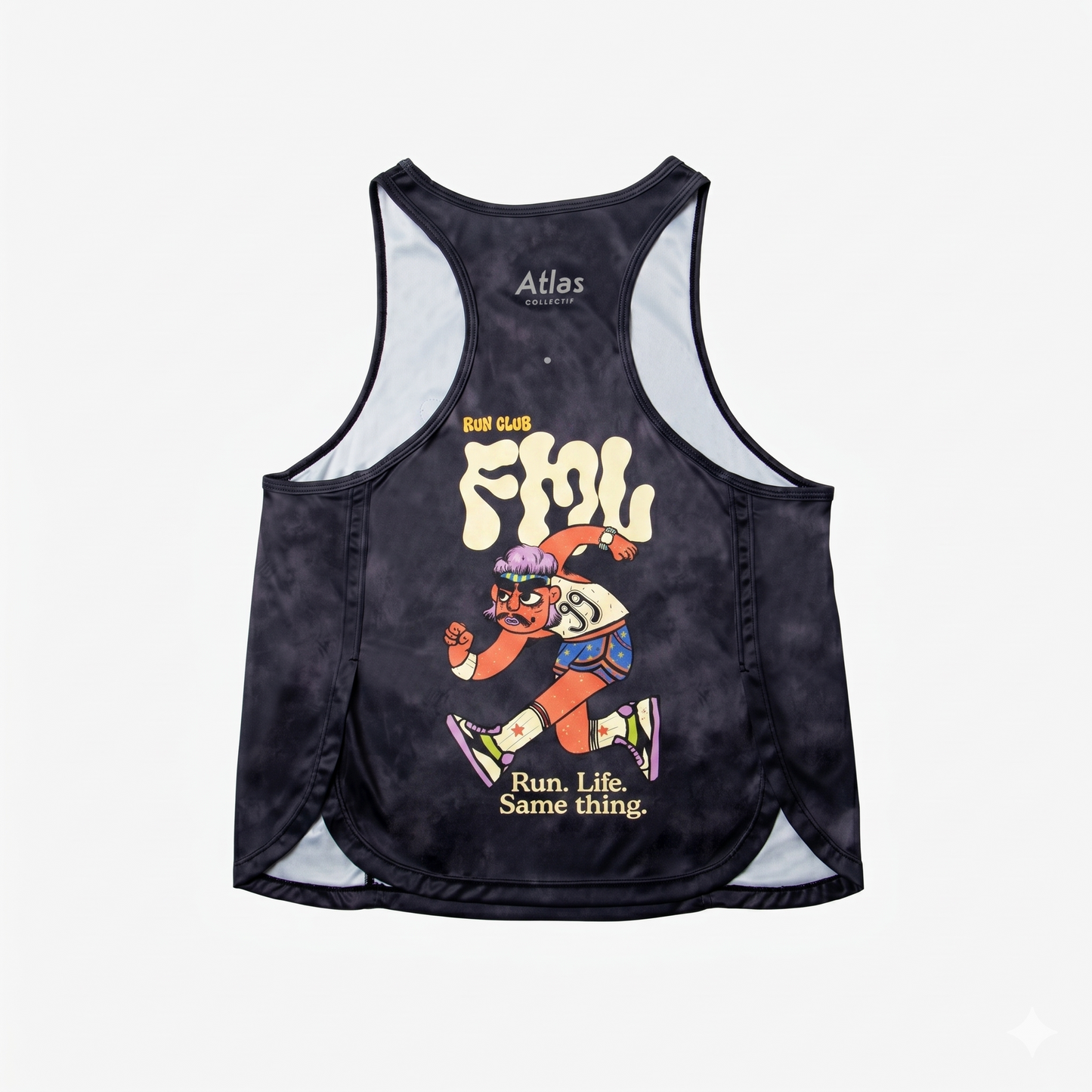 FMLxAtlas WMNS Race Tank Black Tie-Dye