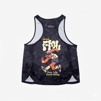 FMLxAtlas WMNS Race Tank Black Tie-Dye