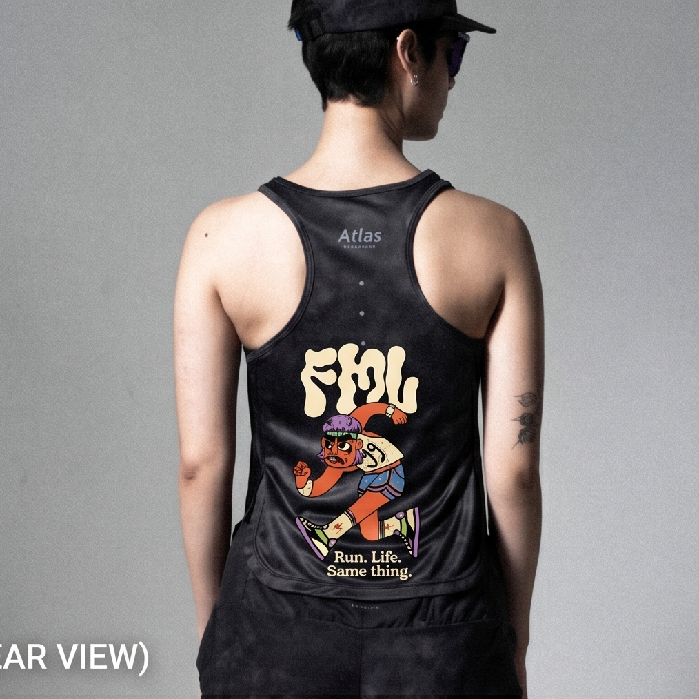 FMLxAtlas WMNS Race Tank Black Tie-Dye