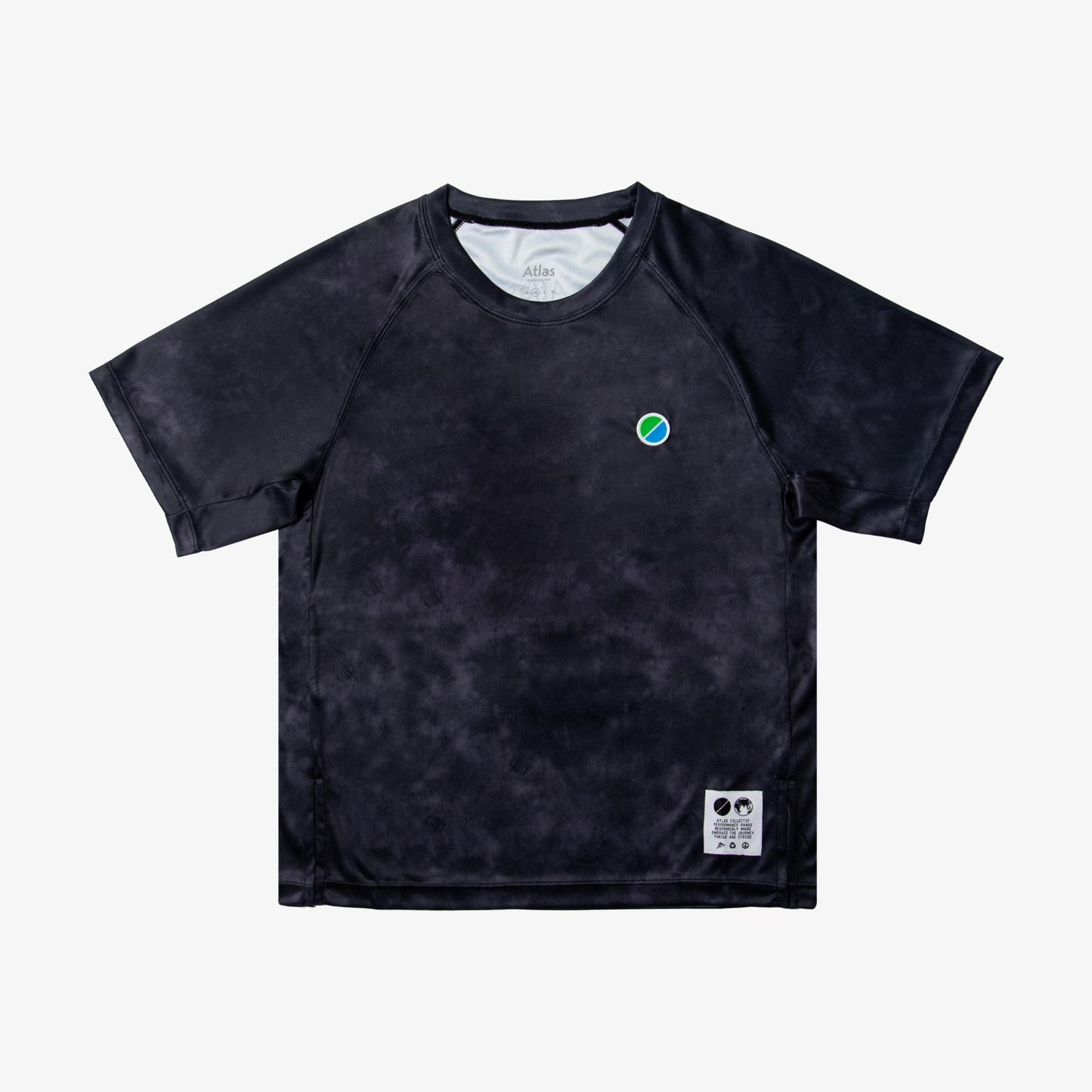 V3 Core WMNS T-Shirt Black Tie-Dye made from recycled polyester with reflective details and raglan sleeves.